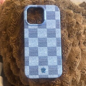 Velvet Caviar Denim Check MagSafe Phone Case 15 pro max